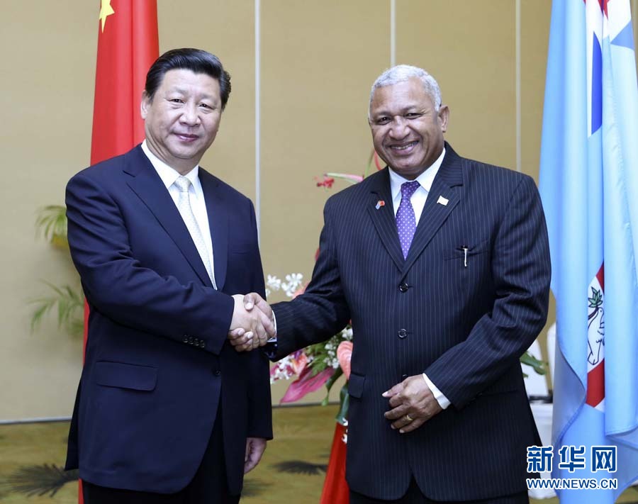11月22日，中國國家主席習近平在楠迪同斐濟總理姆拜尼馬拉馬舉行會談。 新華社記者姚大偉攝